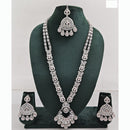 Rajwadi Collection Premium Crystal Stone And Pearl Long Necklace Set