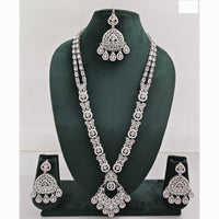 Rajwadi Collection Premium Crystal Stone And Pearl Long Necklace Set