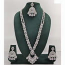 Rajwadi Collection Premium Crystal Stone And Pearl Long Necklace Set