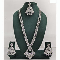 Rajwadi Collection Premium Crystal Stone And Pearl Long Necklace Set