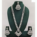 Rajwadi Collection Premium Crystal Stone And Pearl Long Necklace Set