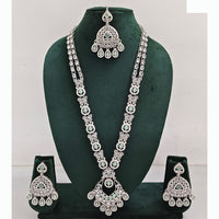 Rajwadi Collection Premium Crystal Stone And Pearl Long Necklace Set
