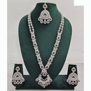 Rajwadi Collection Premium Crystal Stone And Pearl Long Necklace Set