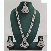 Rajwadi Collection Premium Crystal Stone And Pearl Long Necklace Set