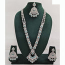 Rajwadi Collection Premium Crystal Stone And Pearl Long Necklace Set