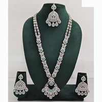 Rajwadi Collection Premium Crystal Stone And Pearl Long Necklace Set
