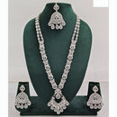 Rajwadi Collection Premium Crystal Stone And Pearl Long Necklace Set