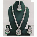 Rajwadi Collection Premium Crystal Stone And Pearl Long Necklace Set