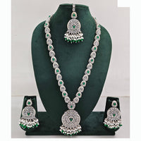 Rajwadi Collection Premium Crystal Stone And Pearl Long Necklace Set
