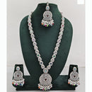 Rajwadi Collection Premium Crystal Stone And Pearl Long Necklace Set