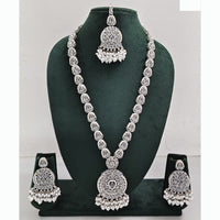 Rajwadi Collection Premium Crystal Stone And Pearl Long Necklace Set