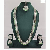 Rajwadi Collection Premium Crystal Stone And Pearl Long Necklace Set