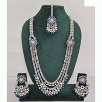 Rajwadi Collection Premium Crystal Stone And Pearl Long Necklace Set