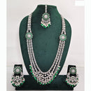 Rajwadi Collection Premium Crystal Stone And Pearl Long Necklace Set