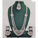 Rajwadi Collection Premium Crystal Stone And Pearl Long Necklace Set