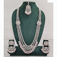 Rajwadi Collection Premium Crystal Stone And Pearl Long Necklace Set