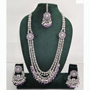 Rajwadi Collection Premium Crystal Stone And Pearl Long Necklace Set