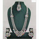 Rajwadi Collection Premium Crystal Stone And Pearl Long Necklace Set