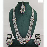 Rajwadi Collection Premium Crystal Stone And Pearl Long Necklace Set