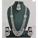 Rajwadi Collection Premium Crystal Stone And Pearl Long Necklace Set