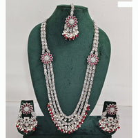 Rajwadi Collection Premium Crystal Stone And Pearl Long Necklace Set