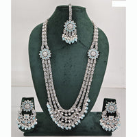 Rajwadi Collection Premium Crystal Stone And Pearl Long Necklace Set