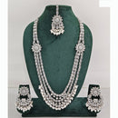 Rajwadi Collection Premium Crystal Stone And Pearl Long Necklace Set