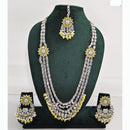 Rajwadi Collection Premium Crystal Stone And Pearl Long Necklace Set