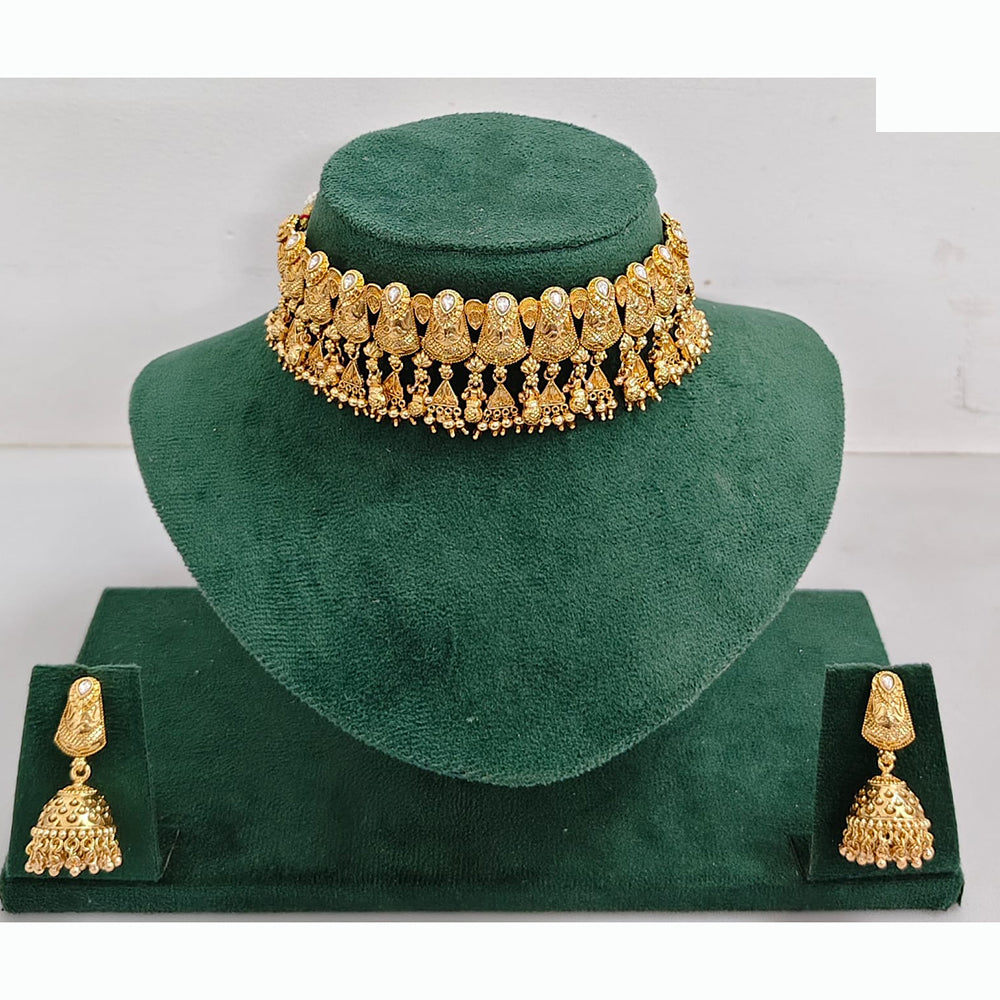Rajwadi Collection Traditional Pota Stone Choker Necklace Set