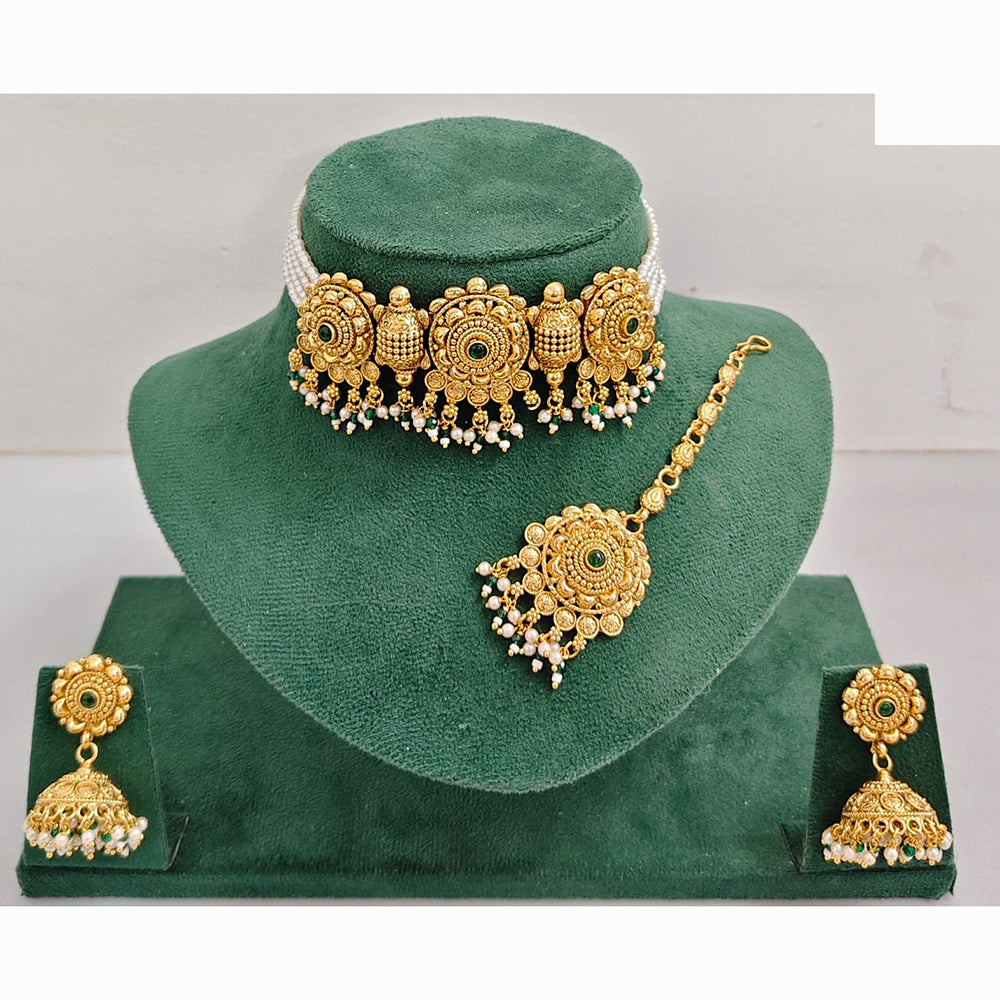 Rajwadi Collection Traditional Crystal Stone Choker Necklace Set