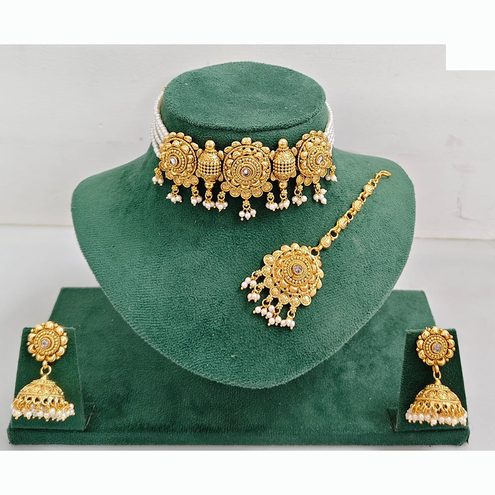 Rajwadi Collection Traditional Crystal Stone Choker Necklace Set