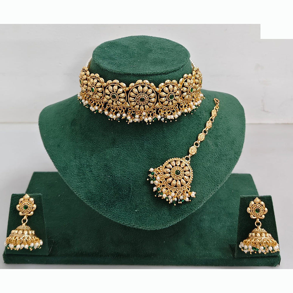Rajwadi Collection Traditional Crystal Stone Choker Necklace Set