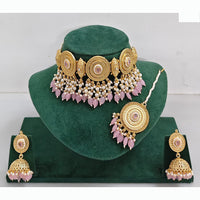 Rajwadi Collection Traditional Pota Stone And Pearl Choker Necklace Set
