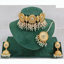 Rajwadi Collection Traditional Pota Stone And Pearl Choker Necklace Set