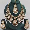 Rajwadi Collection Royal Look Kundan Stone Beads And Pearl Necklace Set