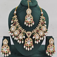 Rajwadi Collection Royal Look Kundan Stone Beads And Pearl Necklace Set
