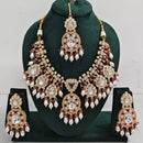 Rajwadi Collection Royal Look Kundan Stone Beads And Pearl Necklace Set