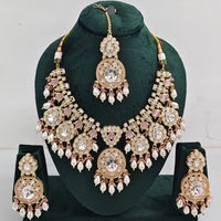 Rajwadi Collection Royal Look Kundan Stone Beads And Pearl Necklace Set