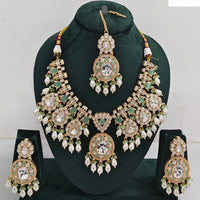 Rajwadi Collection Royal Look Kundan Stone Beads And Pearl Necklace Set