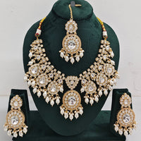 Rajwadi Collection Royal Look Kundan Stone Beads And Pearl Necklace Set