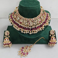 Rajwadi Collection Heritage Inspired Pota Stone Pearl And Beads Choker Necklace Set