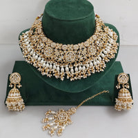Rajwadi Collection Heritage Inspired Pota Stone Pearl And Beads Choker Necklace Set