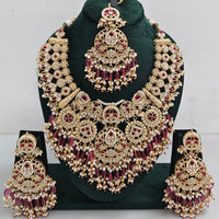Rajwadi Collection Heritage Inspired Pota Stone And Pearl Necklace Set