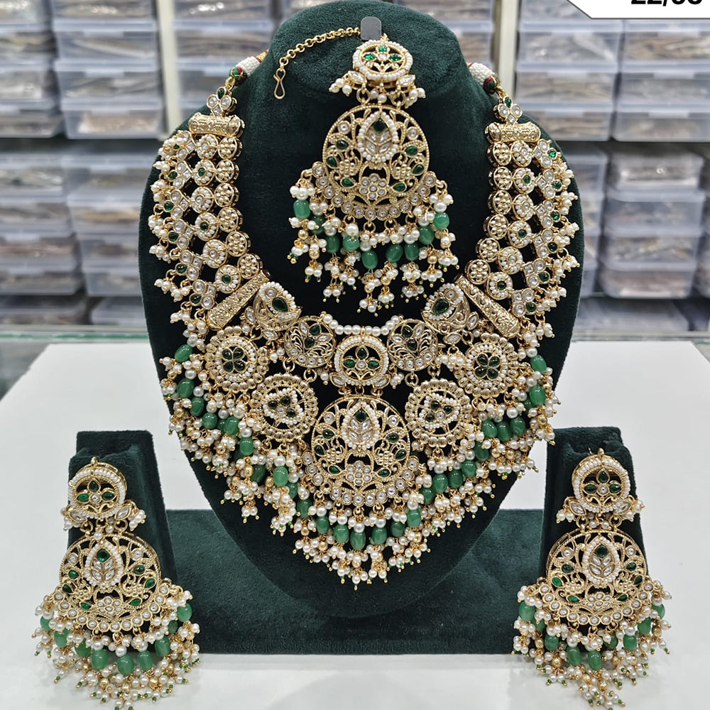 Rajwadi Collection Heritage Inspired Pota Stone And Pearl Necklace Set