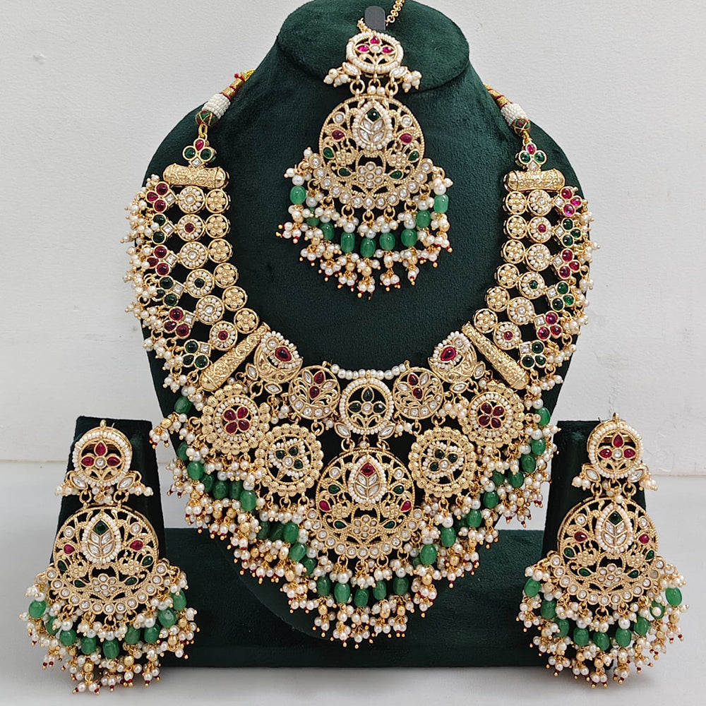 Rajwadi Collection Heritage Inspired Pota Stone And Pearl Necklace Set