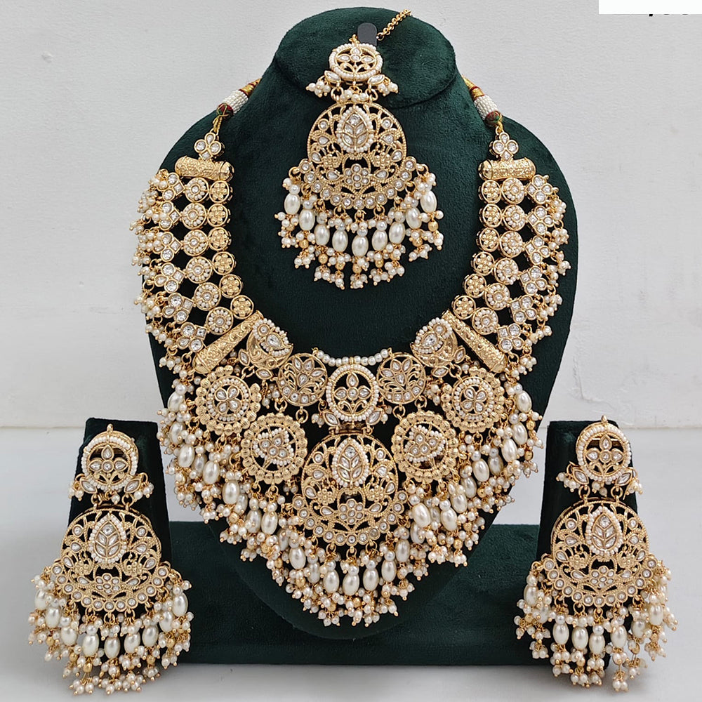 Rajwadi Collection Heritage Inspired Pota Stone And Pearl Necklace Set
