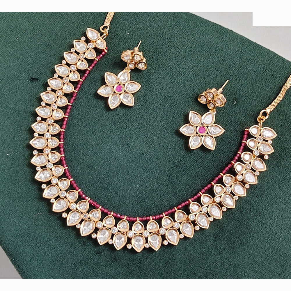 Rajwadi Collection Designer Polki Kundan And Pearl Necklace Set