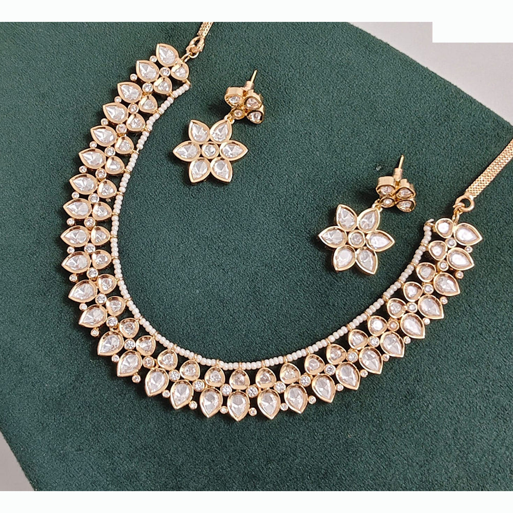 Rajwadi Collection Designer Polki Kundan And Pearl Necklace Set