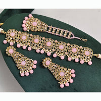 Rajwadi Collection Luxury Crystal Stone Pearl And Beads Choker Necklace Set