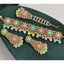Rajwadi Collection Luxury Crystal Stone Pearl And Beads Choker Necklace Set